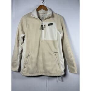 LL Bean Women’s Thermal Grid Fleece Pullover Cream Quarter Zip Size Small
